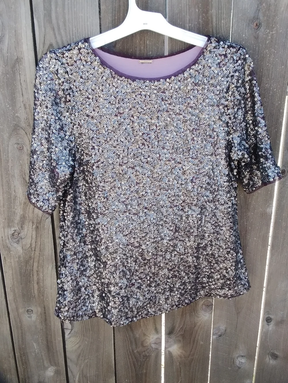 Chicos Blouse Large Women's Silver Sequin Short Sleeve Top - Picture 4 of 4
